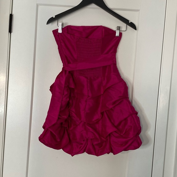 Daisy Pink Strapless Ruffle Bubble Dress with Tie - Picture 4 of 7